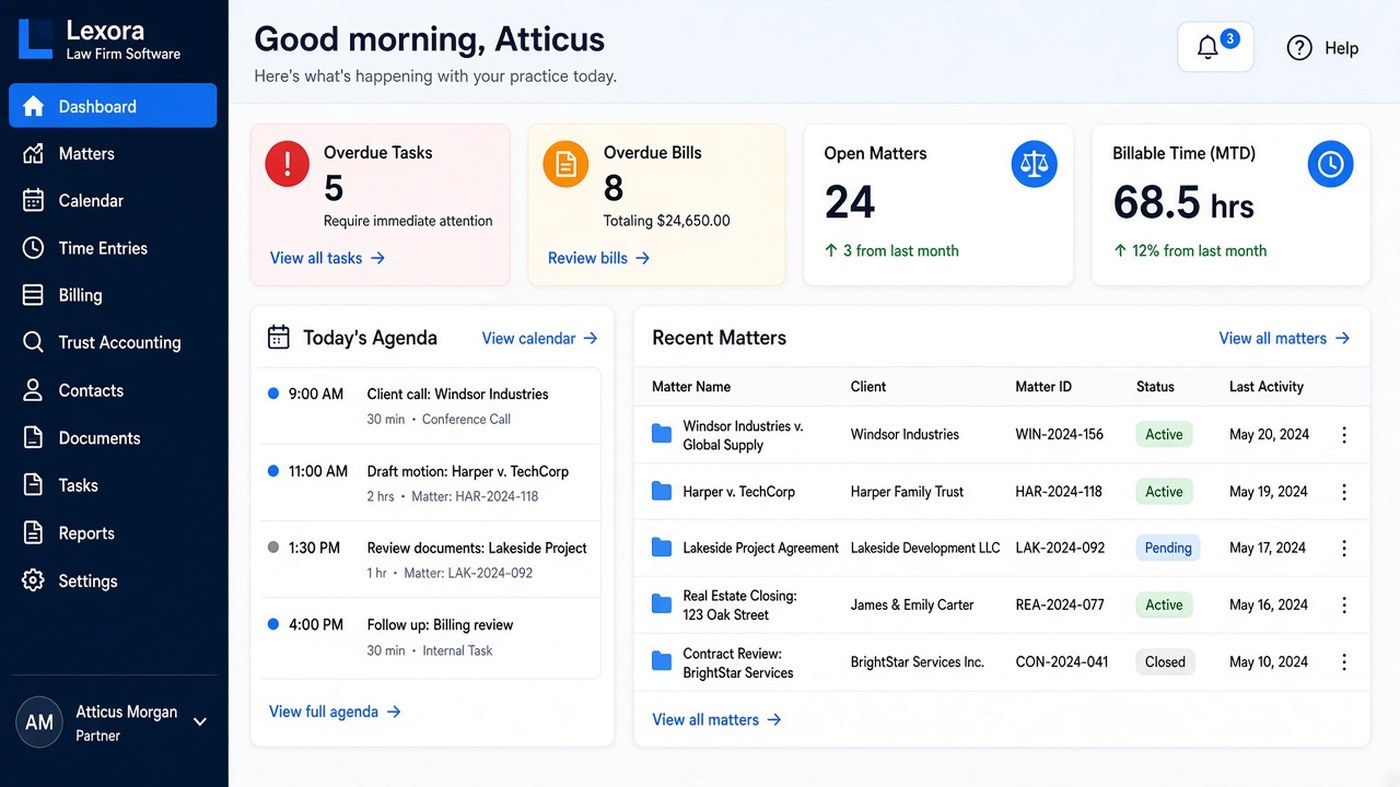 Lexora dashboard